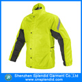 Fluo Yellow Outside Waterproof PVC/Polyester Hi Vis Raincoat